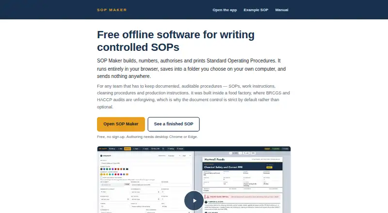 The SOP Maker homepage