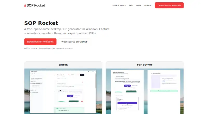 The SOP Rocket homepage