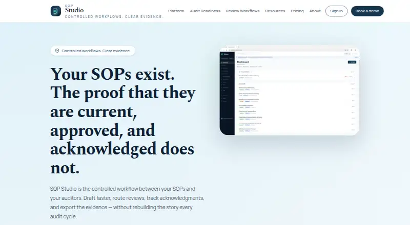 The SOP Studio homepage