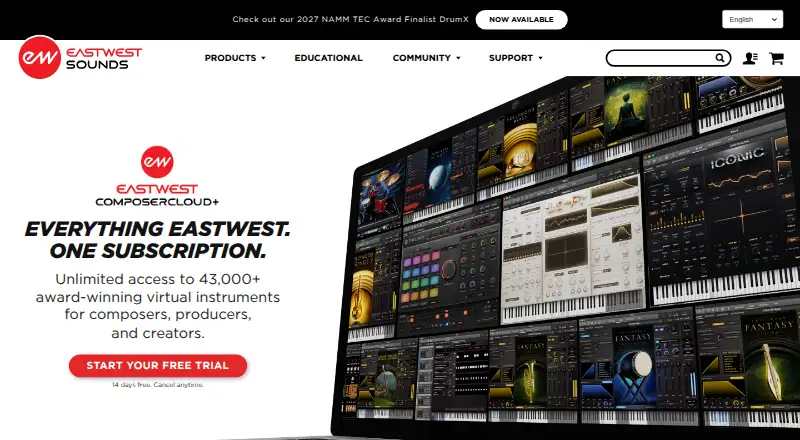 The EastWest ComposerCloud+ homepage