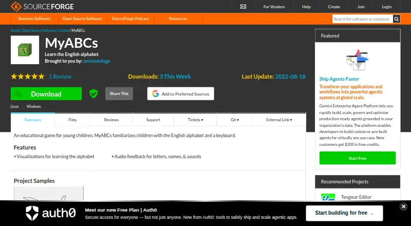 The MyABCs homepage
