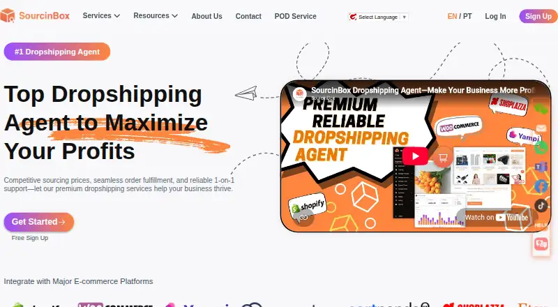 The SourcinBox homepage