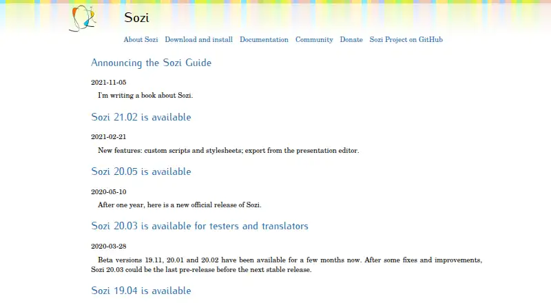 The Sozi homepage