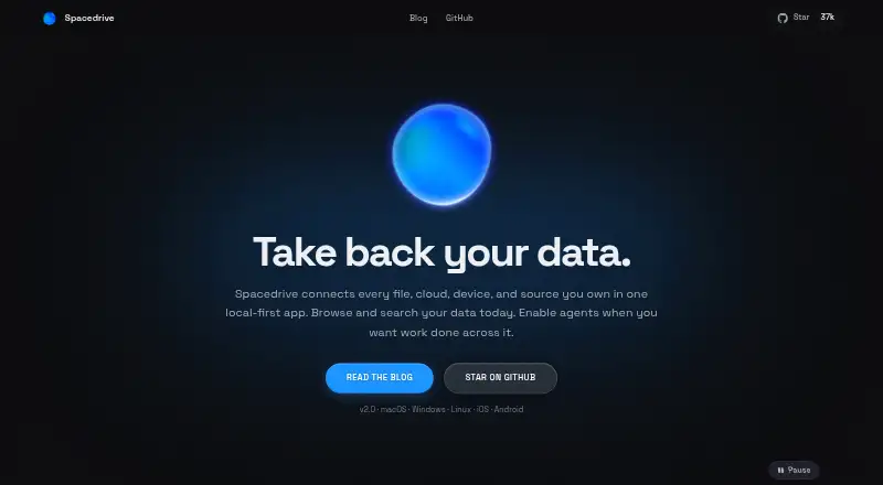 The Spacedrive homepage