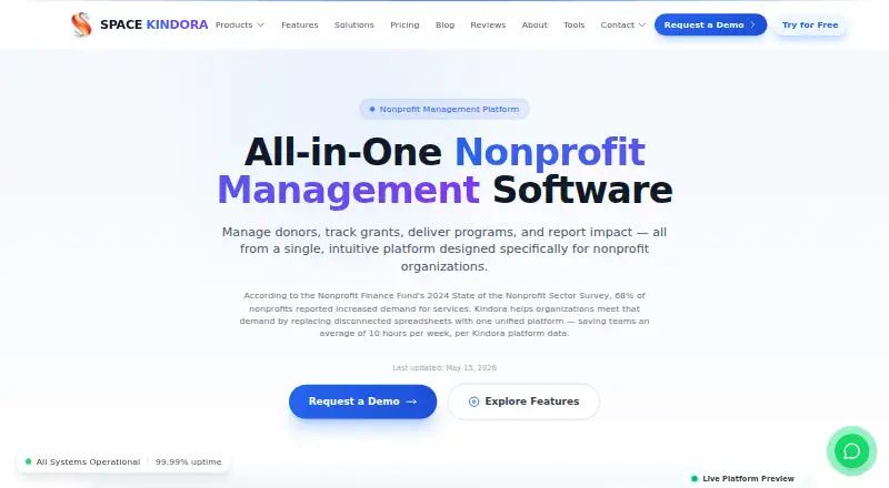 The Kindora homepage
