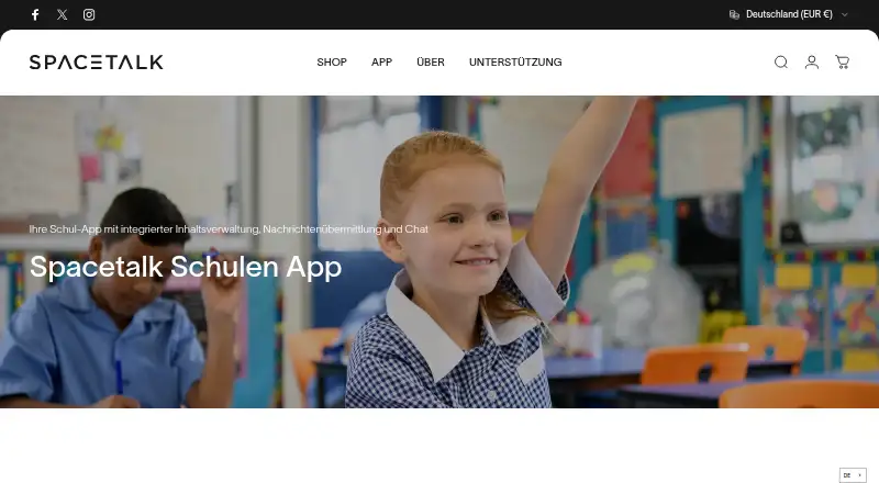 The Spacetalk Schools App homepage