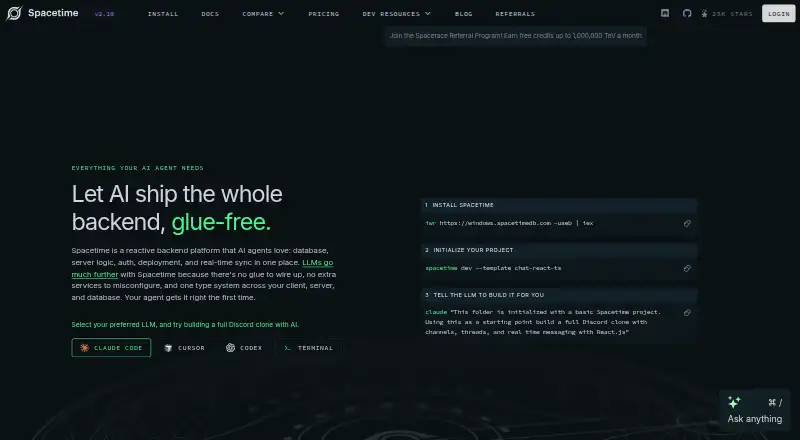 The SpacetimeDB homepage