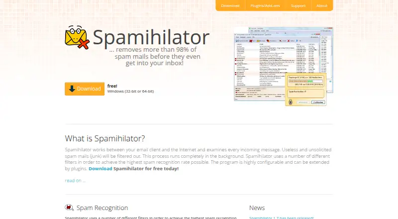 The Spamihilator homepage
