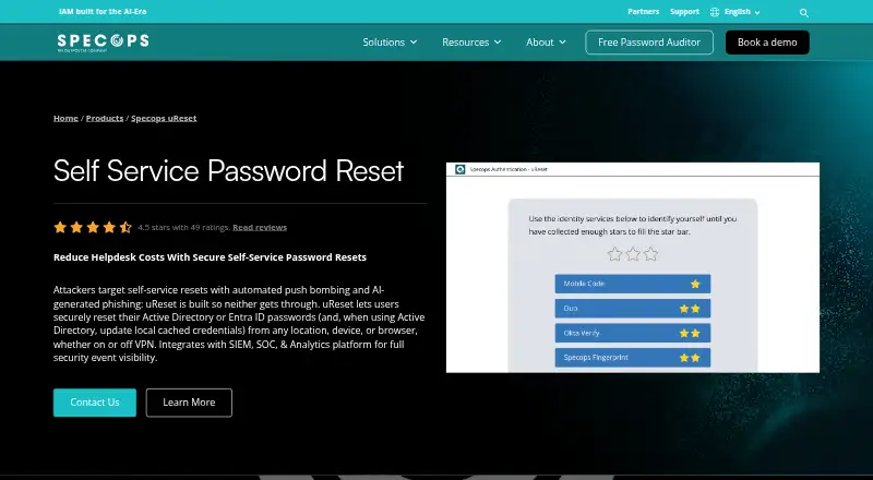 The Specops uReset homepage