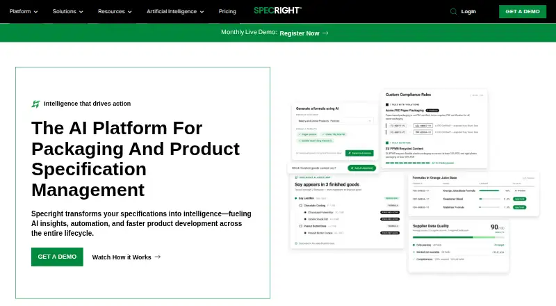 The Specright homepage