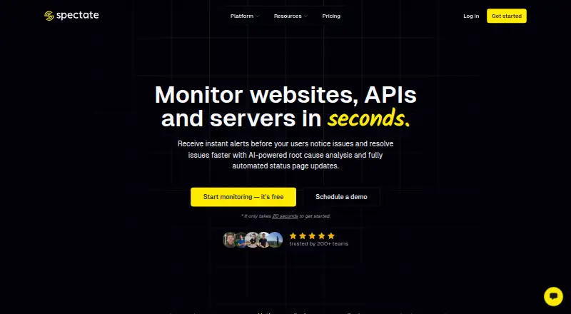 The Spectate homepage