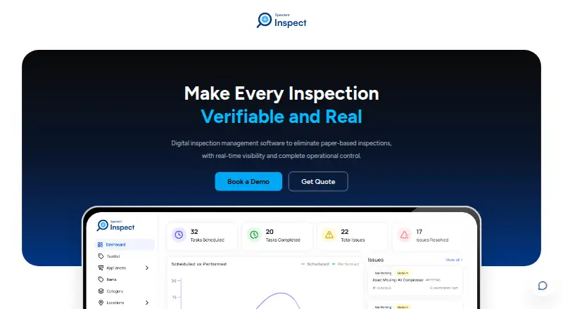 The Spectent Inspect homepage