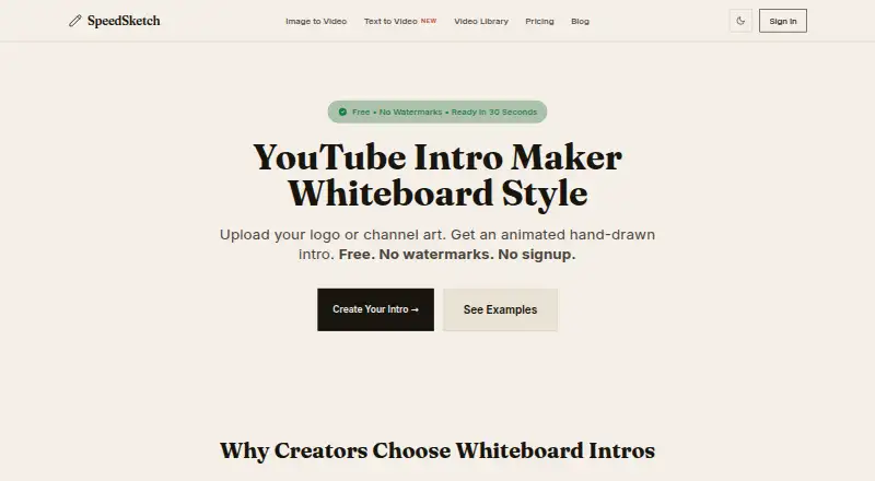 The SpeedSketch homepage