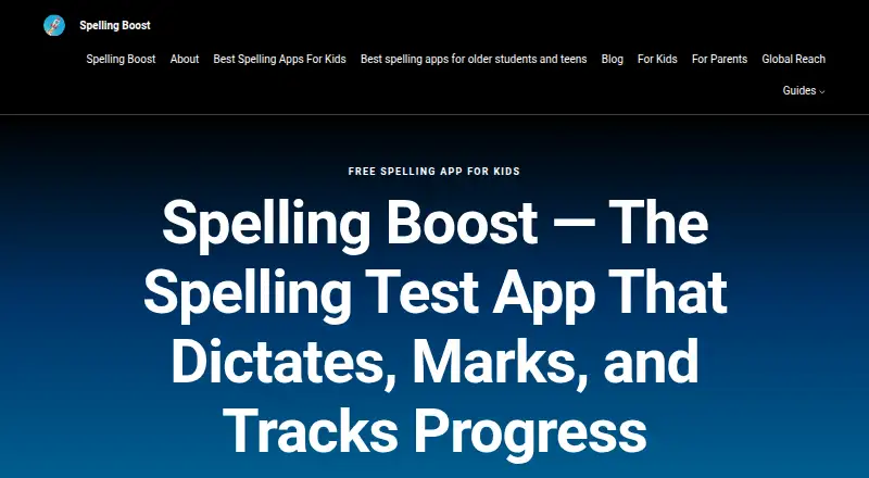 The Spelling Boost homepage