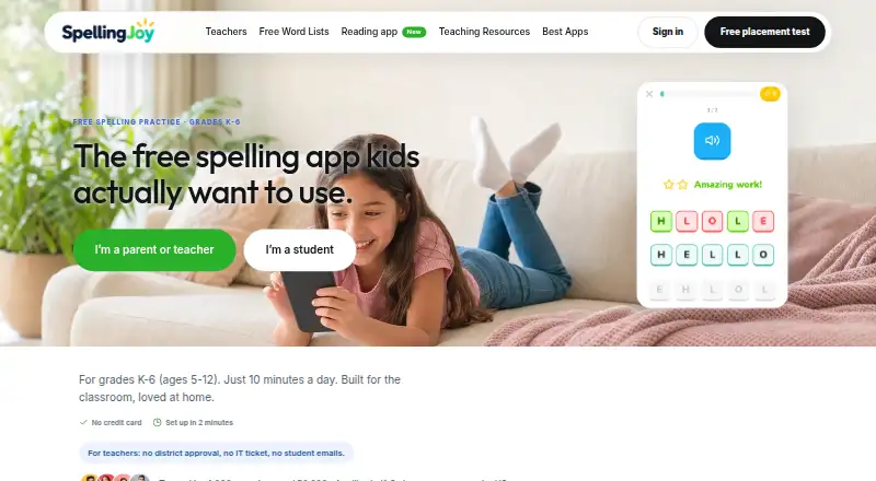 The SpellingJoy homepage