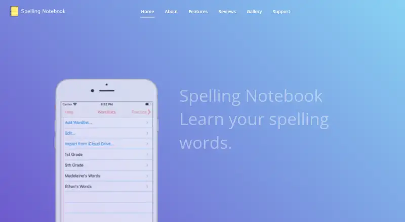 The Spelling Notebook homepage