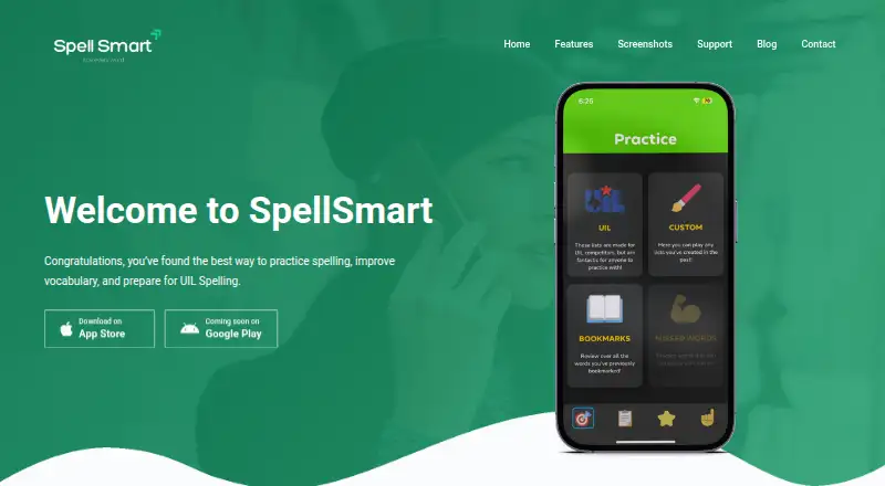 The SpellSmart homepage