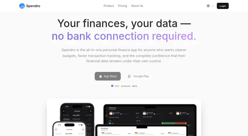 The Spendro homepage