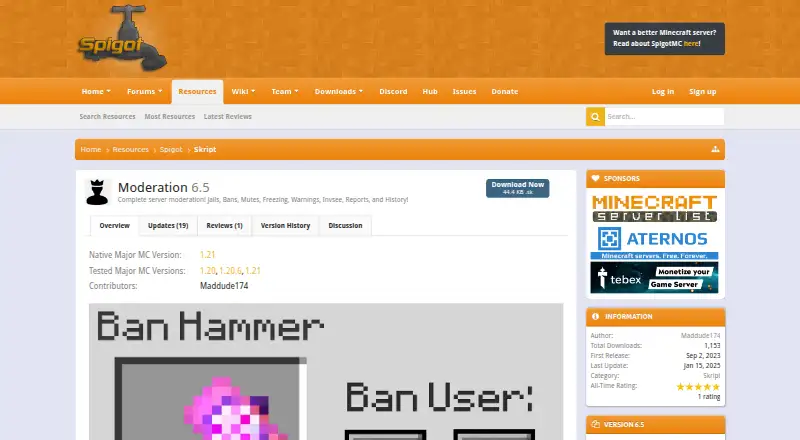 The Moderation homepage