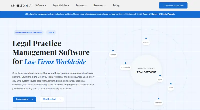 The SpineLegal homepage
