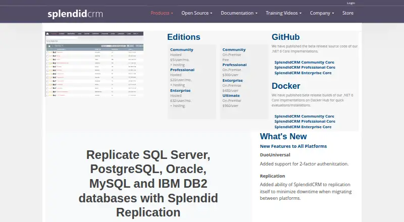 The SplendidCRM homepage