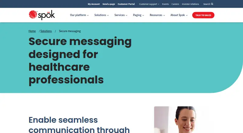 The Spok Secure Messaging homepage