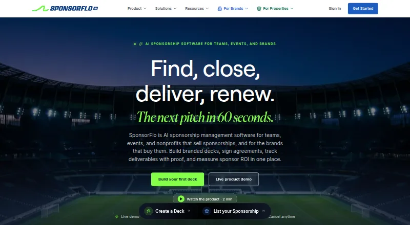 The SponsorFlo homepage
