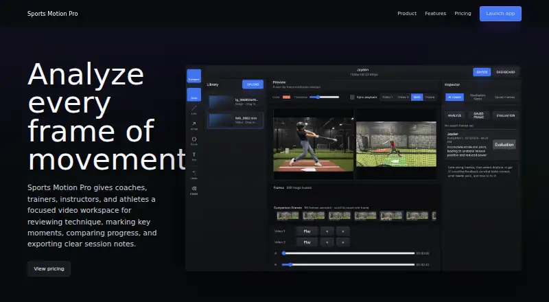 The Sports Motion Pro homepage