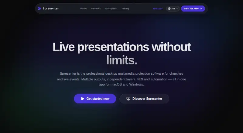 The Spresenter homepage