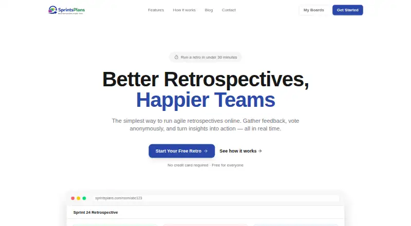 The SprintsPlans homepage