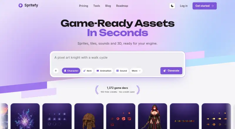 The Spritefy homepage