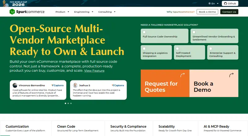 The SpurtCommerce homepage