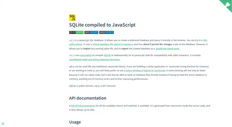 The sql.js homepage