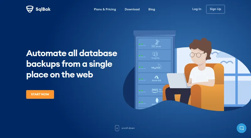 The SqlBak homepage