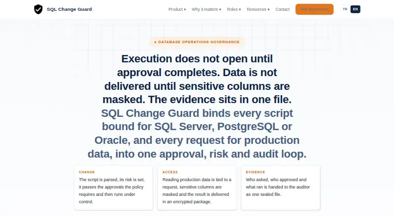 The SQL Change Guard homepage