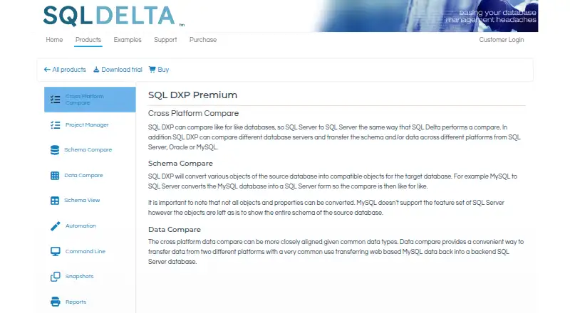 The SQL DXP homepage