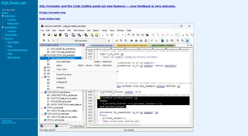 The SQLTools homepage