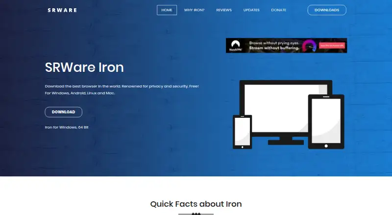 The SRWare Iron homepage