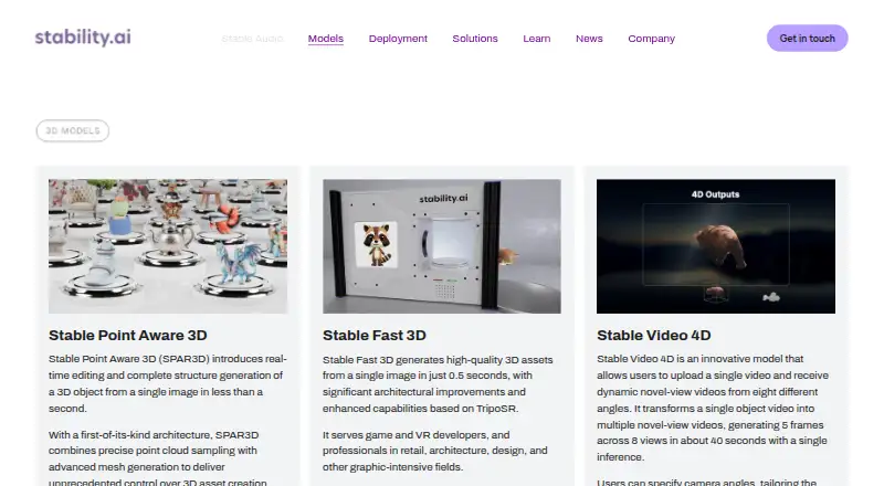 The Stable Fast 3D homepage