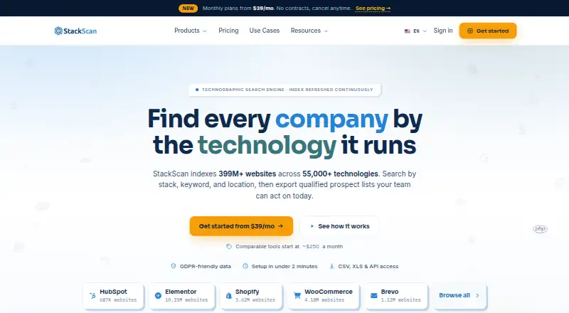 The StackScan homepage