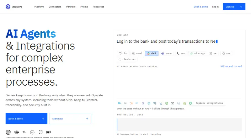 The Stacksync homepage