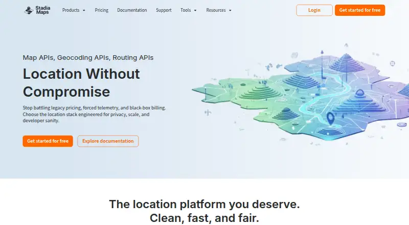 The Stadia Maps homepage