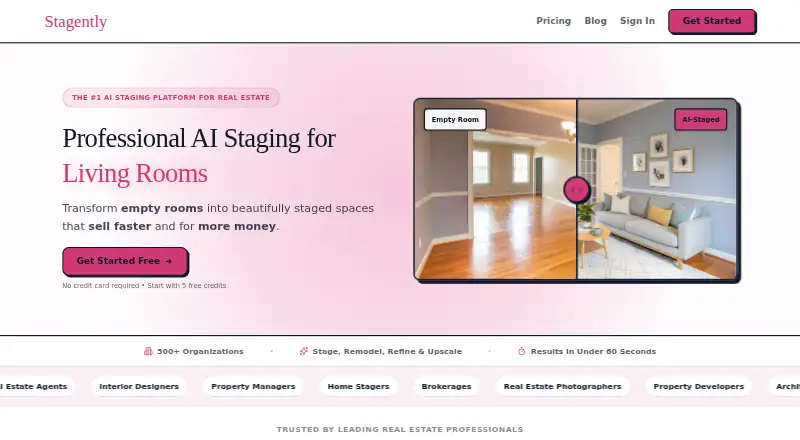 The Stagently homepage