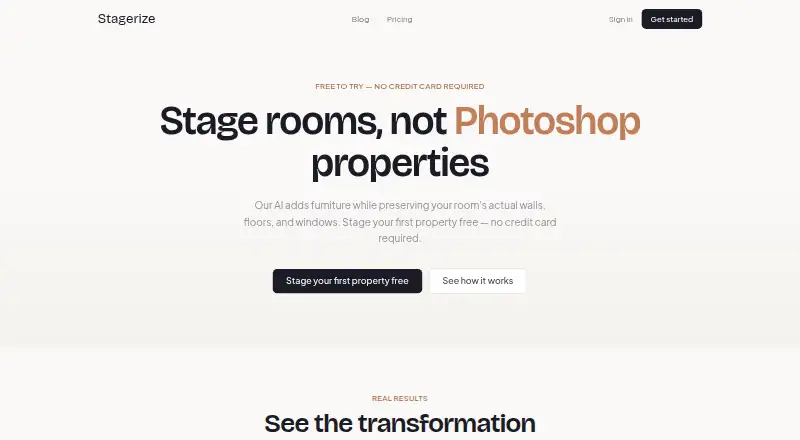 The Stagerize homepage