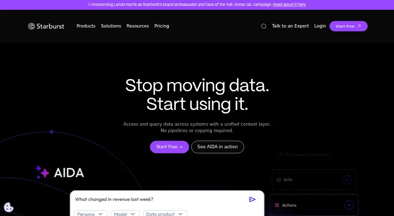 The Starburst Data Platform homepage