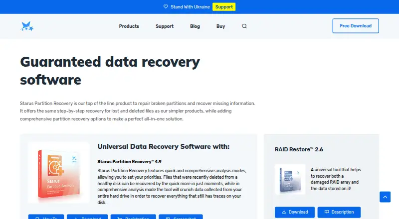 The Starus Partition Recovery homepage