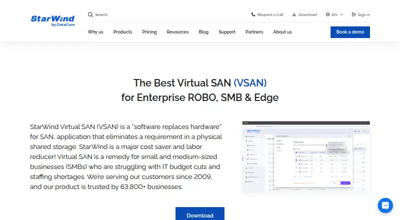 The StarWind Virtual SAN homepage