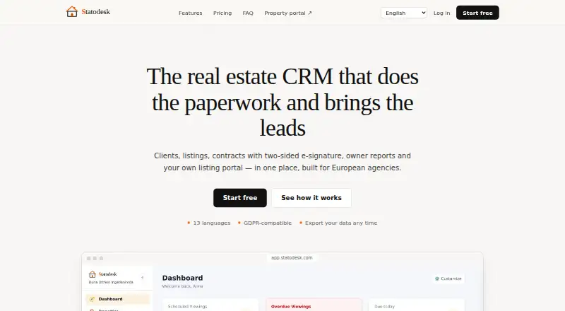 The StatoDesk homepage