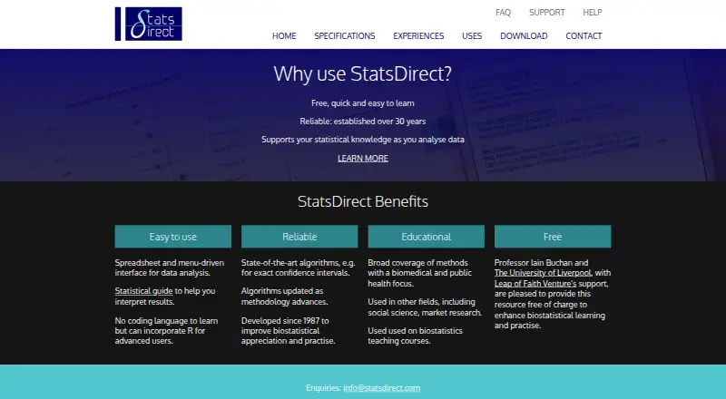 The StatsDirect homepage
