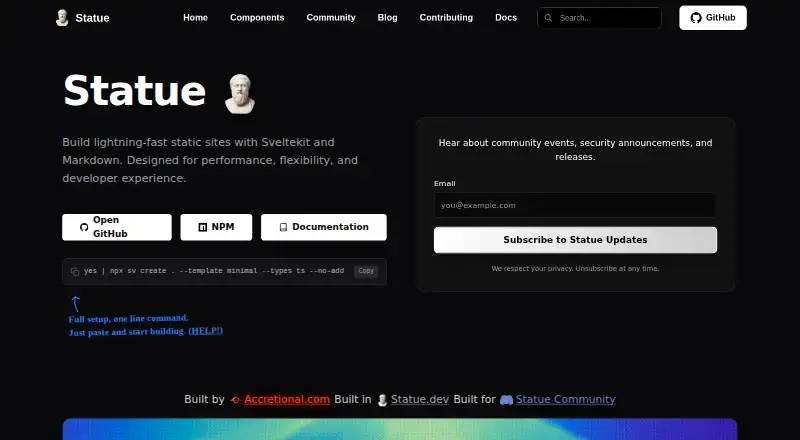 The Statue homepage